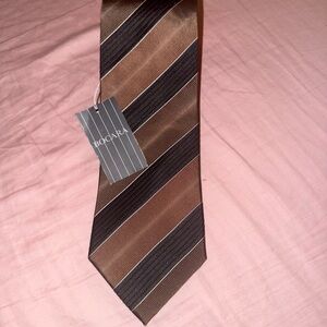 Bocara Brown and Black Striped Men's Silk Tie